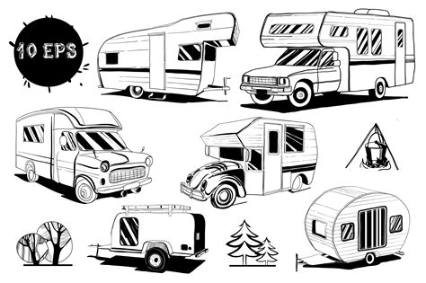 Download Set Doodle vintage Camper cars | How to draw hands, Vintage camper, Doodles