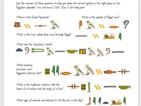 Decoding Hieroglyphs Through A Quiz Teaching Resources