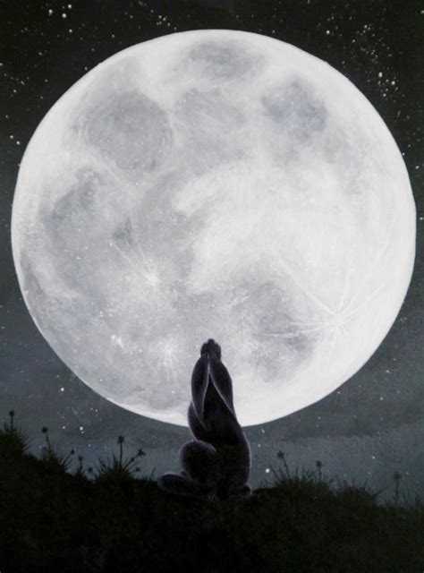 Moon Gazing Hare Original Acrylic Painting