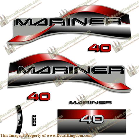 Mariner 40hp Decal Kit 1996 1997 Red