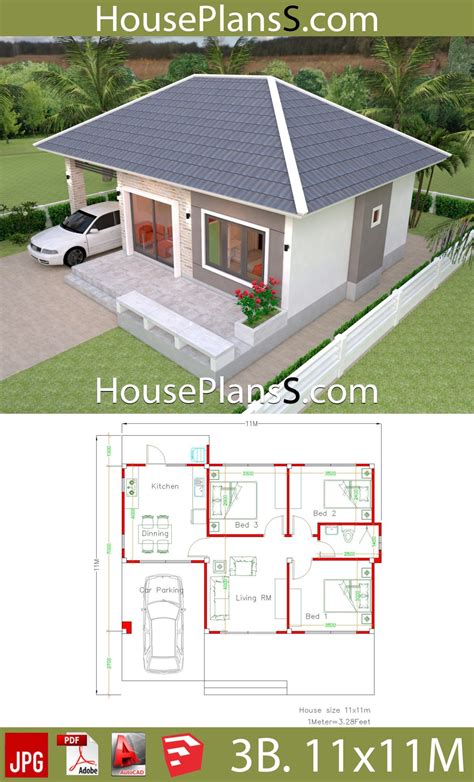 Three Bedroom House Plan 3d House Plans Bedroom House