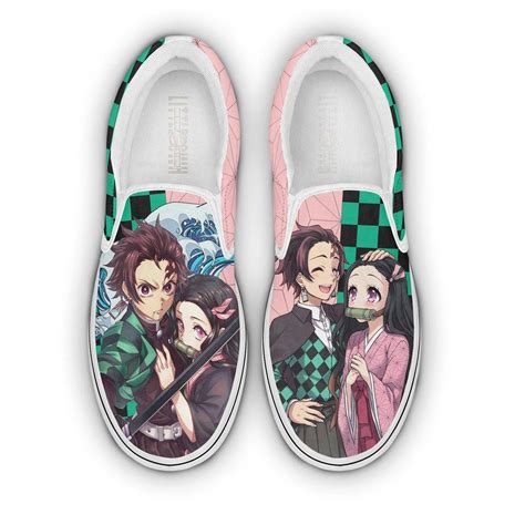 Demon Slayer Tanjiro And Nezuko Shoes Custom Anime Classic Slip On