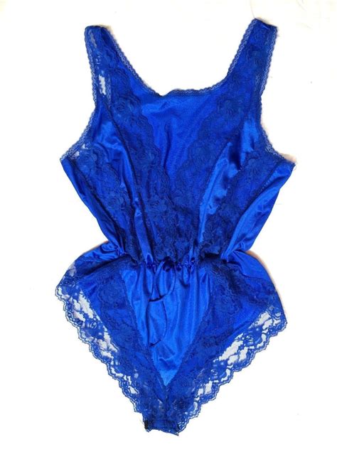 Royal Electric Blue Lacey Teddy Underwear Lace Body Intimate Sexy Retro Lingerie Intimates