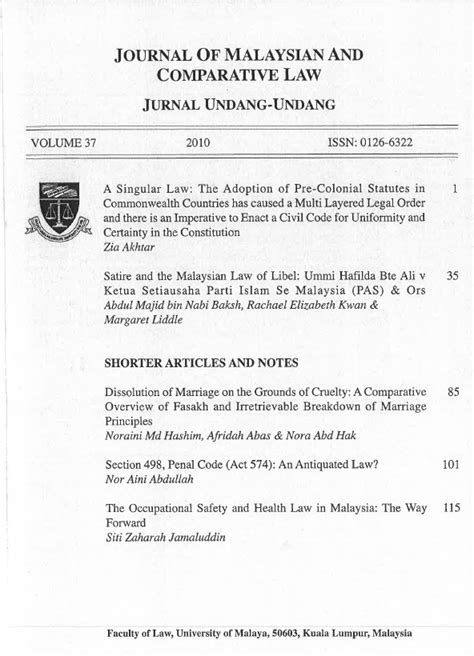 Kanun keseksaan) is a law that codifies most criminal offences and procedures in malaysia. Section 498, Penal Code (Act 574) | Journal of Malaysian ...