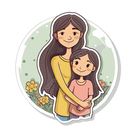 Desenho Animado Mãe E Filha Sorrindo Clipart Vetor Png Design De