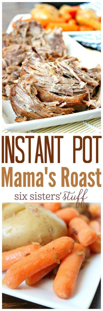 Add potatoes, onions, and carrots to pot (just arrange them around the roast) and pour beef broth and worcestershire sauce over everything. Instant Pot Mama's Pot Roast | Six Sisters' Stuff