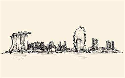 Premium Vector Sketch Cityscape Of Singapore Skyline