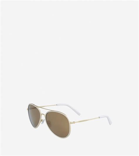 Womens Grand Aviator Sunglasses In Gold Cole Haan