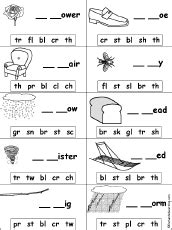 Consonant blends bl and br. this website has lots of worksheets and activities for ...