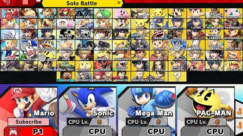 All Characters And Costumes With DLC Pack 1 2 Super Smash Bros