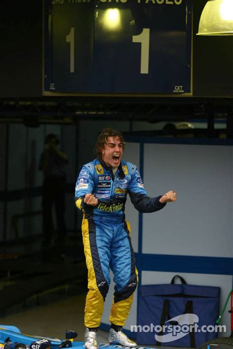 2005 World Champion Fernando Alonso Celebrates At Brazilian Gp