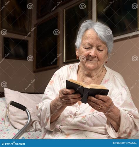 Old Woman Reading The Bible Stock Image Image Of Grandmother Book 73645087