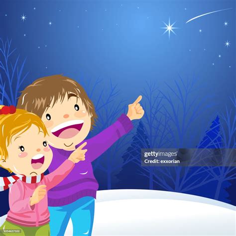 Kids Pointing The Star At The Sky High Res Vector Graphic Getty Images