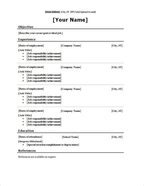 Blank Resume Templates For Microsoft Word