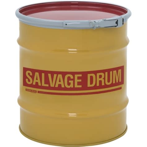 20 Gallon Steel Salvage Drum Un Rated Cover Wlever Lock Ring Closure