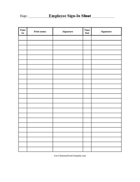 Free Sign In Sign Out Sheet Template Pdf Word Eforms Photos