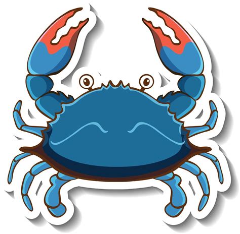 Sticker Template With A Blue Crab Cartoon Character Isolated 2896228