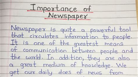 Importance Of Newspaper Essay In English Write An Essay On