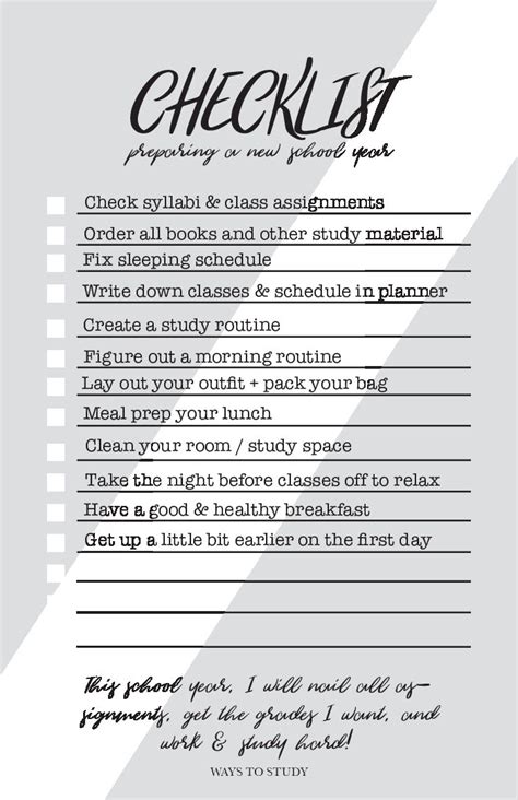 Checklist New School Year The Ways To Shop