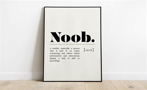 Noob Definition Gaming Prints Gamer Print Gaming Wall Etsy