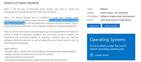 Microsoft Posts Job Advert For A Developer Role On Gamewatcher