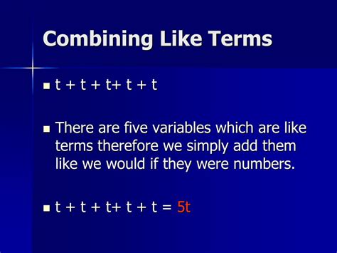 Maybe you would like to learn more about one of these? PPT - Collecting Like Terms PowerPoint Presentation - ID ...