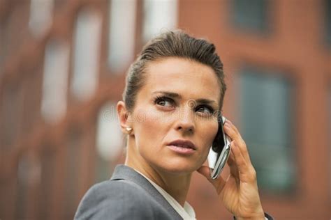 338 Serious Business Woman Suit Talking Cellphone Stock Photos Free
