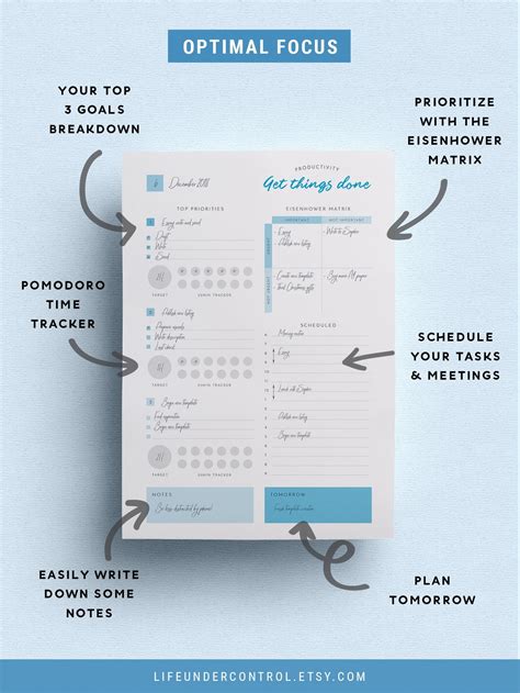 The planner is designed for easy use, with the monthly views outlined at the beginning and the daily view on subsequent pages. Undated Digital Productivity Planner | A4 & US Letter ...