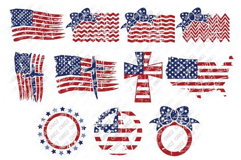 Distressed American Flag Svg Bundle In Svgdxfepspng Ohmycuttables