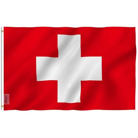 The swiss flag is a square with a cross in the center. Fly Breeze Switzerland Flag 3x5 Foot - Anley Flags