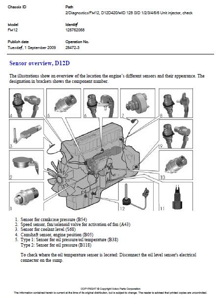 Volvo Fm12 D12d420 New Engine Variants Sensor Auto Repair Manual