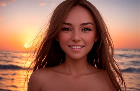 Premium Photo Naked Woman On Background Of Seascape Portrait Of Young Female Smiling On