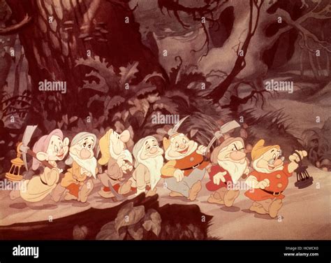 Snow White And The Seven Dwarfs Dopey Bashful Sneezy Sleepy Happy Grumpy Doc 1937 Stock