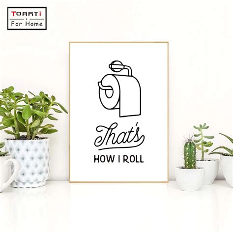 Funny Bathroom Print Thats How I Roll Canvas Art Print Painting Poster