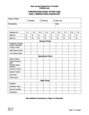 Monthly and annual inspections are the best ways to ensure your fire extinguisher operates effectively and is stored and mounted properly. Scba Inspection Form - Fill Online, Printable, Fillable ...