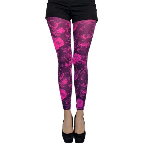 Pink Floral Opaque Patterned Footless Tights For Women Malka Chic