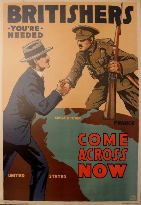 Original Vintage British World War I Propaganda Lithograph Poster