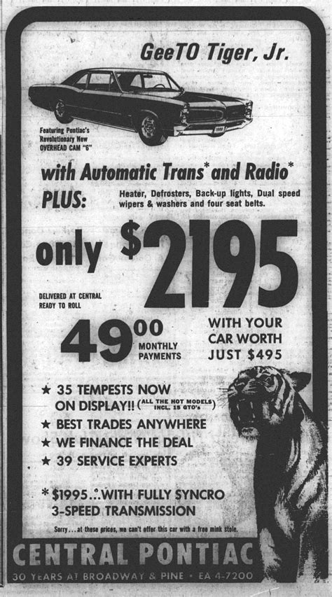 1966 Seattle Wa Newspaper Ad Muscle Car Ads Small Luxury Cars