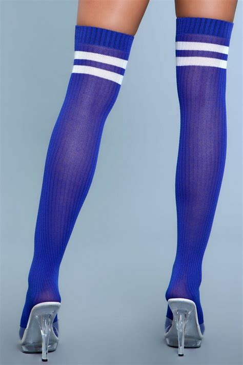 sexy be wicked athletic striped ribbed referee long socks thigh highs stockings ebay