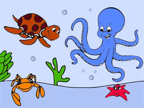 Lukisan Gambar Hidupan Laut Kartun Lukisan Hidupan Di Dasar Laut