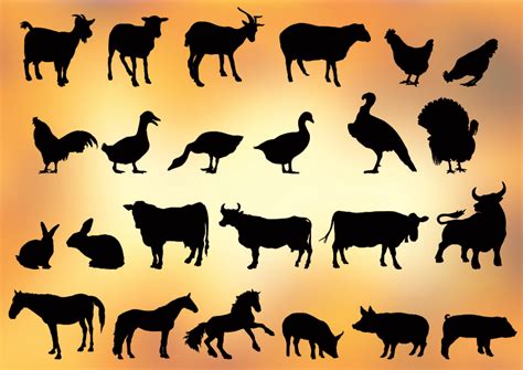 24 Farm Animal Silhouettes Free Vector Download