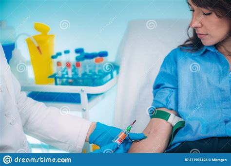 Phlebotomy Nurse Taking Blood For Laboratory Testing Stock Photo