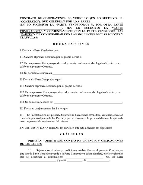 Contrato de Compraventa de Vehículo Sencillo Legalario en PDF