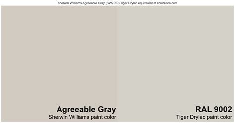 Sherwin Williams Agreeable Gray Tiger Drylac Equivalent RAL 9002