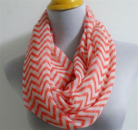 Coral Chevron And Color Block Infinity Scarf Soft Scarf Infinity Scarf