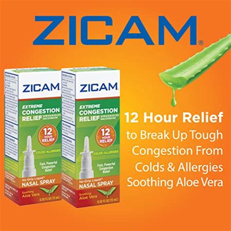 Zicam Extreme Congestion Relief No Drip Liquid Nasal Spray With Soothing Aloe Vera 05 Ounce