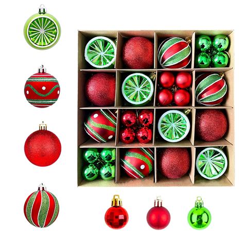 Green Red Christmas Balls Ornaments Plastic Christmas Tree Ornaments