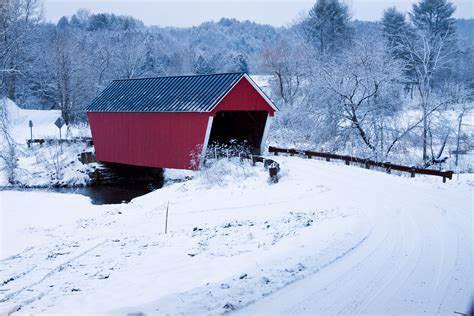 Vermont Covered Bridge In Snow 2 New England Today