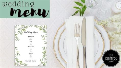 FREE Wedding Menu Template Edit Online Or With Word 101 Borders