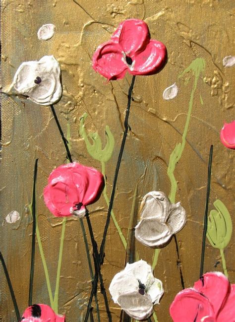 Original Abstract Flower Painting Acrylic On Canvas 3 Panel